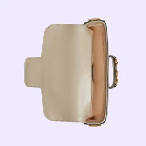 GUCCI Horsebit 1955 Shoulder Bag - Beige And White