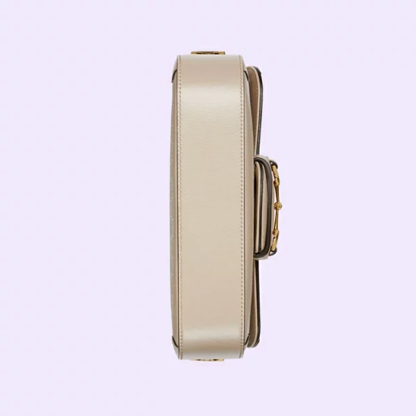 GUCCI Horsebit 1955 Shoulder Bag - Beige And White