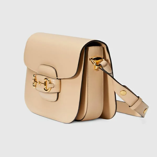 GUCCI Horsebit 1955 Shoulder Bag - Beige Leather