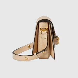 GUCCI Horsebit 1955 Shoulder Bag - Beige Leather