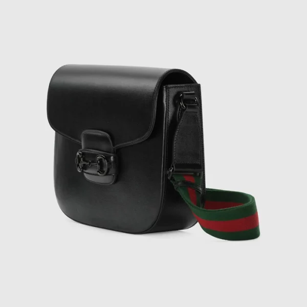 GUCCI Horsebit 1955 Shoulder Bag - Black Leather