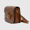 GUCCI Horsebit 1955 Shoulder Bag - Brown Leather