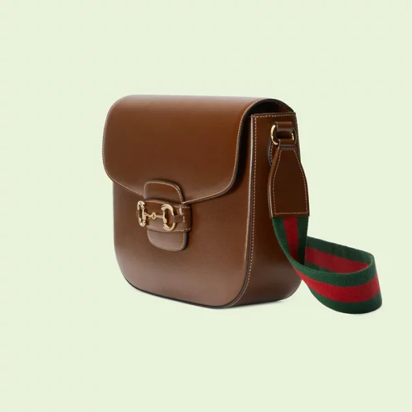 GUCCI Horsebit 1955 Shoulder Bag - Brown Leather