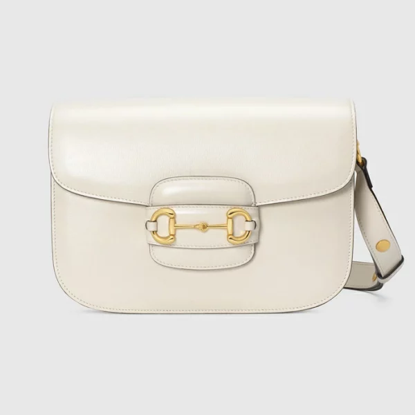 GUCCI Horsebit 1955 Shoulder Bag - White Leather