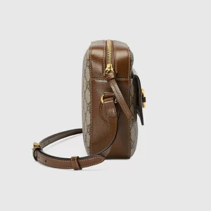 GUCCI Horsebit 1955 Small Shoulder Bag - Beige And Ebony Gg Supreme