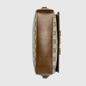 GUCCI Horsebit 1955 Small Shoulder Bag - Beige And Ebony Gg Supreme