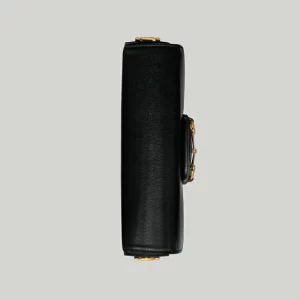 GUCCI Horsebit 1955 Small Shoulder Bag - Black Leather