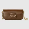 GUCCI Horsebit 1955 Small Shoulder Bag - Brown Leather