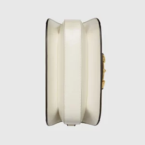 GUCCI Horsebit 1955 Small Shoulder Bag - Gg Supreme White Leather