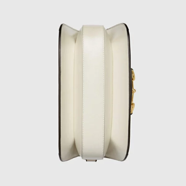 GUCCI Horsebit 1955 Small Shoulder Bag - Gg Supreme White Leather