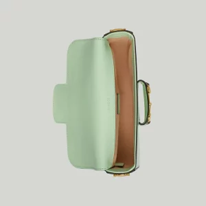 GUCCI Horsebit 1955 Small Shoulder Bag - Light Green Leather