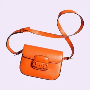 GUCCI Horsebit 1955 Small Shoulder Bag - Orange Leather