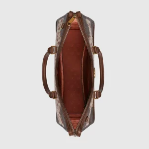 GUCCI Interlocking G Horsebit Jacquard Briefcase - Beige And Dark Red Cotton