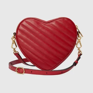 GUCCI Interlocking G Mini Heart Shoulder Bag - Red Leather