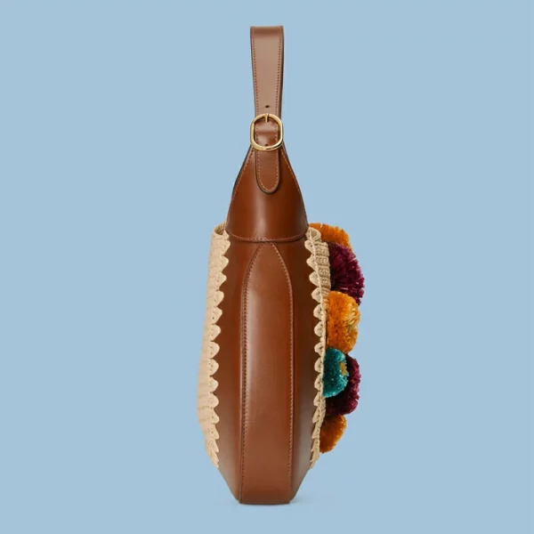 GUCCI Jackie 1961 Medium Shoulder Bag With Appliqué - Brown Leather
