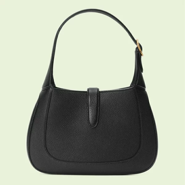 GUCCI Jackie 1961 Small Natural Grain Bag - Black Leather
