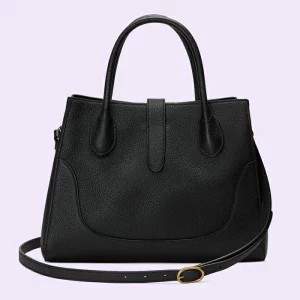 GUCCI Jackie 1961 Small Natural Grain Tote - Black Leather
