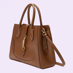 GUCCI Jackie 1961 Small Natural Grain Tote - Brown Leather