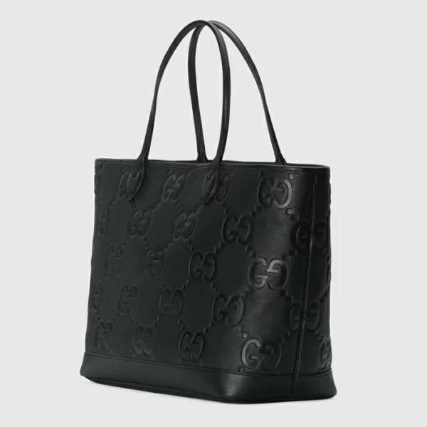 GUCCI Jumbo GG Large Tote Bag - Black Leather