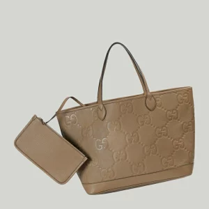 GUCCI Jumbo GG Large Tote Bag - Taupe Leather