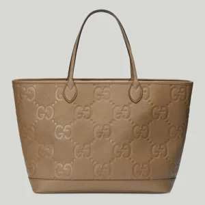 GUCCI Jumbo GG Large Tote Bag - Taupe Leather