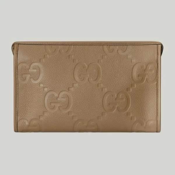 GUCCI Jumbo GG Pouch - Taupe Leather
