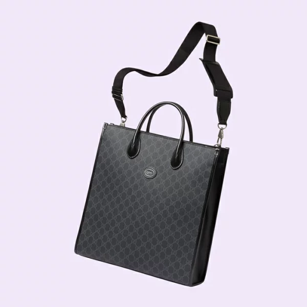 GUCCI Medium Tote Bag With Interlocking G - Black Supreme