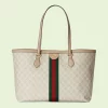 GUCCI Ophidia GG Medium Tote - Beige And White Canvas