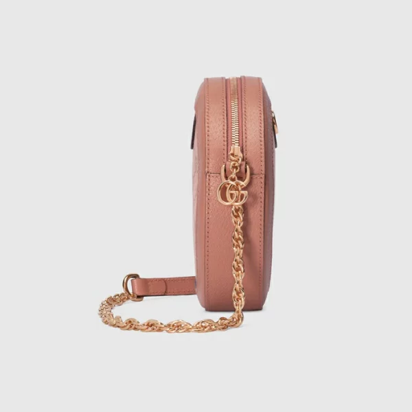 GUCCI Ophidia GG Mini Round Shoulder Bag - Pink Canvas