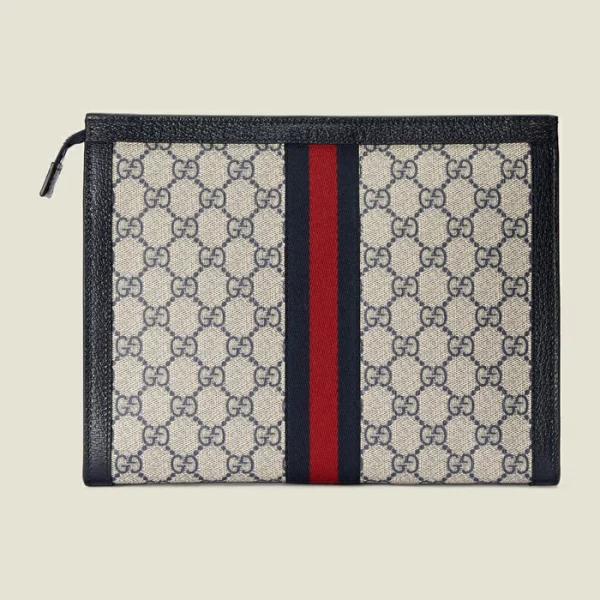 GUCCI Ophidia GG Pouch - Beige And Blue Supreme