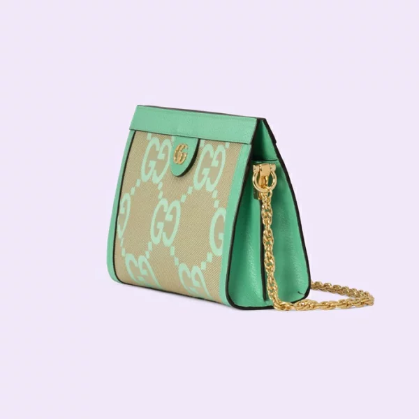 GUCCI Ophidia Jumbo GG Small Shoulder Bag - Beige And Green Mint Canvas