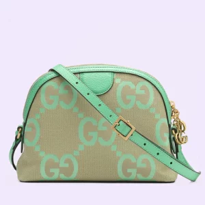 GUCCI Ophidia Jumbo GG Small Shoulder Bag - Camel And Mint Canvas