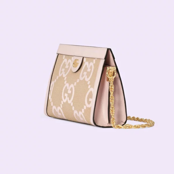 GUCCI Ophidia Jumbo GG Small Shoulder Bag - Camel And Pink Canvas