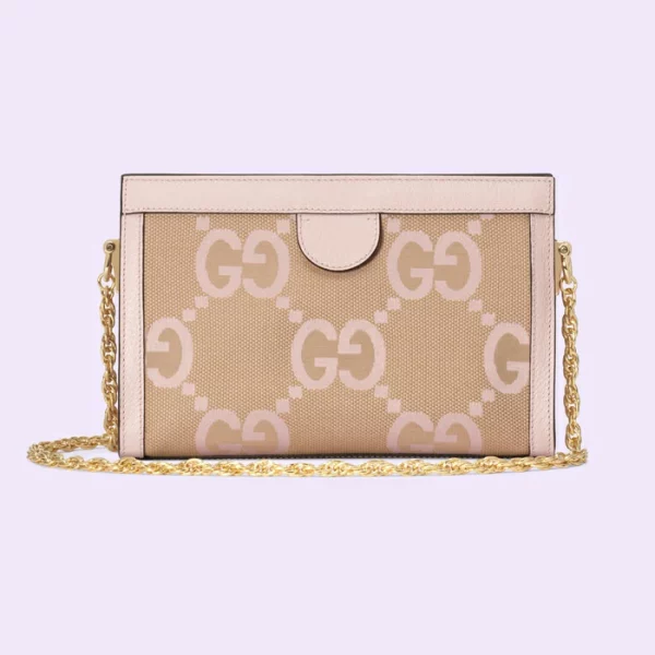 GUCCI Ophidia Jumbo GG Small Shoulder Bag - Camel And Pink Canvas