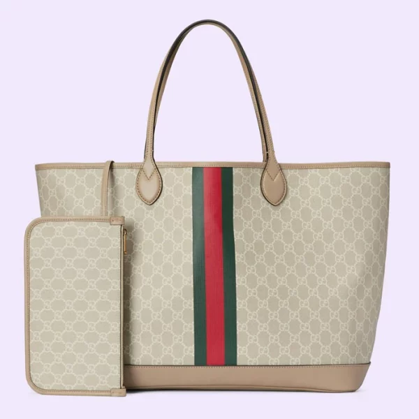 GUCCI Ophidia Large Tote Bag - Beige And White Supreme