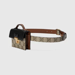 GUCCI Padlock Mini GG Belt Bag - Beige And Ebony Supreme