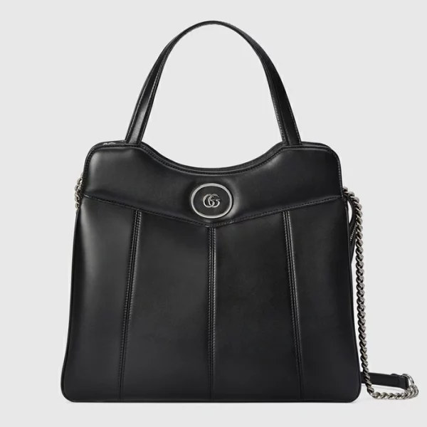 GUCCI Petite GG Medium Tote Bag - Black Leather