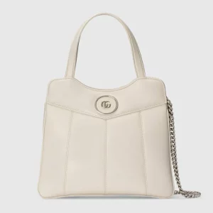 GUCCI Petite GG Small Tote Bag - White Leather