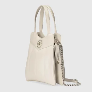GUCCI Petite GG Small Tote Bag - White Leather