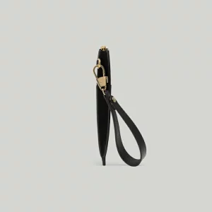 GUCCI Pouch With Cut-Out Interlocking G - Black Leather And Supreme
