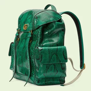 GUCCI Python Backpack With Double G - Emerald Green
