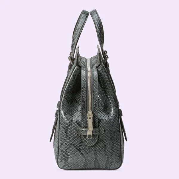GUCCI Python Medium Tote Bag With Double G - Grey