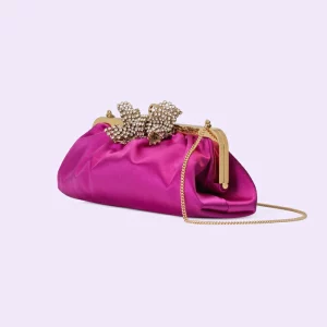 GUCCI Satin Handbag With Bow - Fuchsia