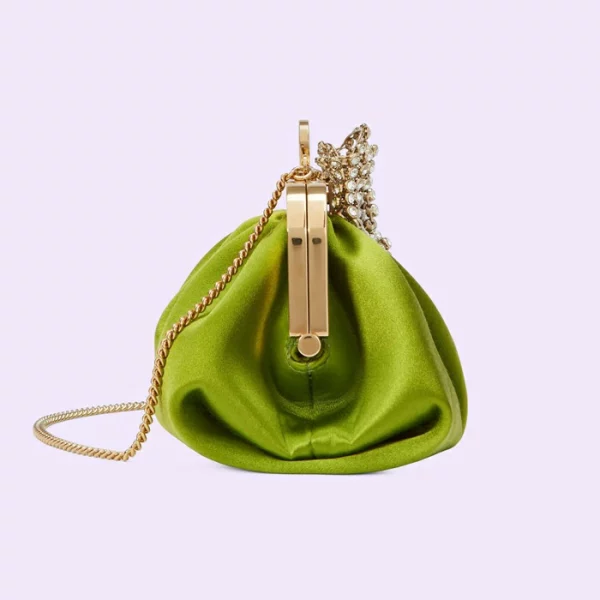 GUCCI Satin Handbag With Bow - Green