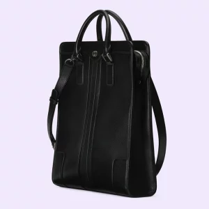 GUCCI Tote Bag With Interlocking G - Black Leather