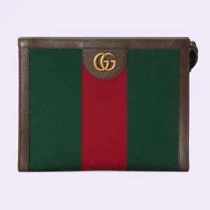 GUCCI Web Beauty Case With Double G - Green And Red Canvas