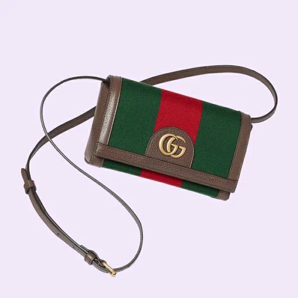 GUCCI Web Mini Bag With Double G - Green And Red Canvas